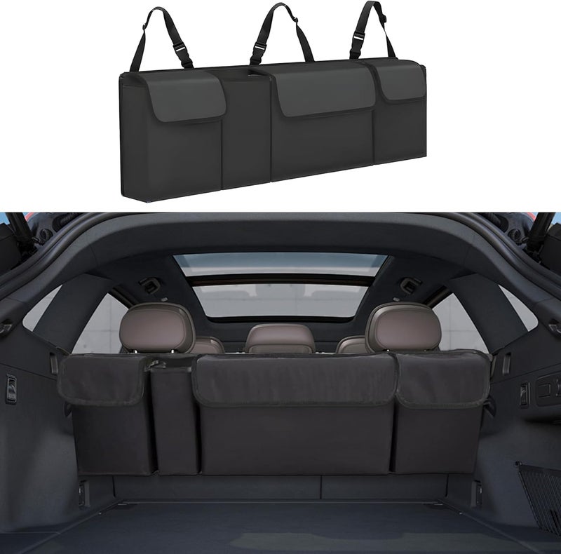 Tioollev Car Trunk Organizer, Backseat Hanging Large Storage with Adjustable Straps,Waterproof PVC Collapsible Cargo Bag, Car Interior Accessories for Auto SUV MPV (Black) - Image 1